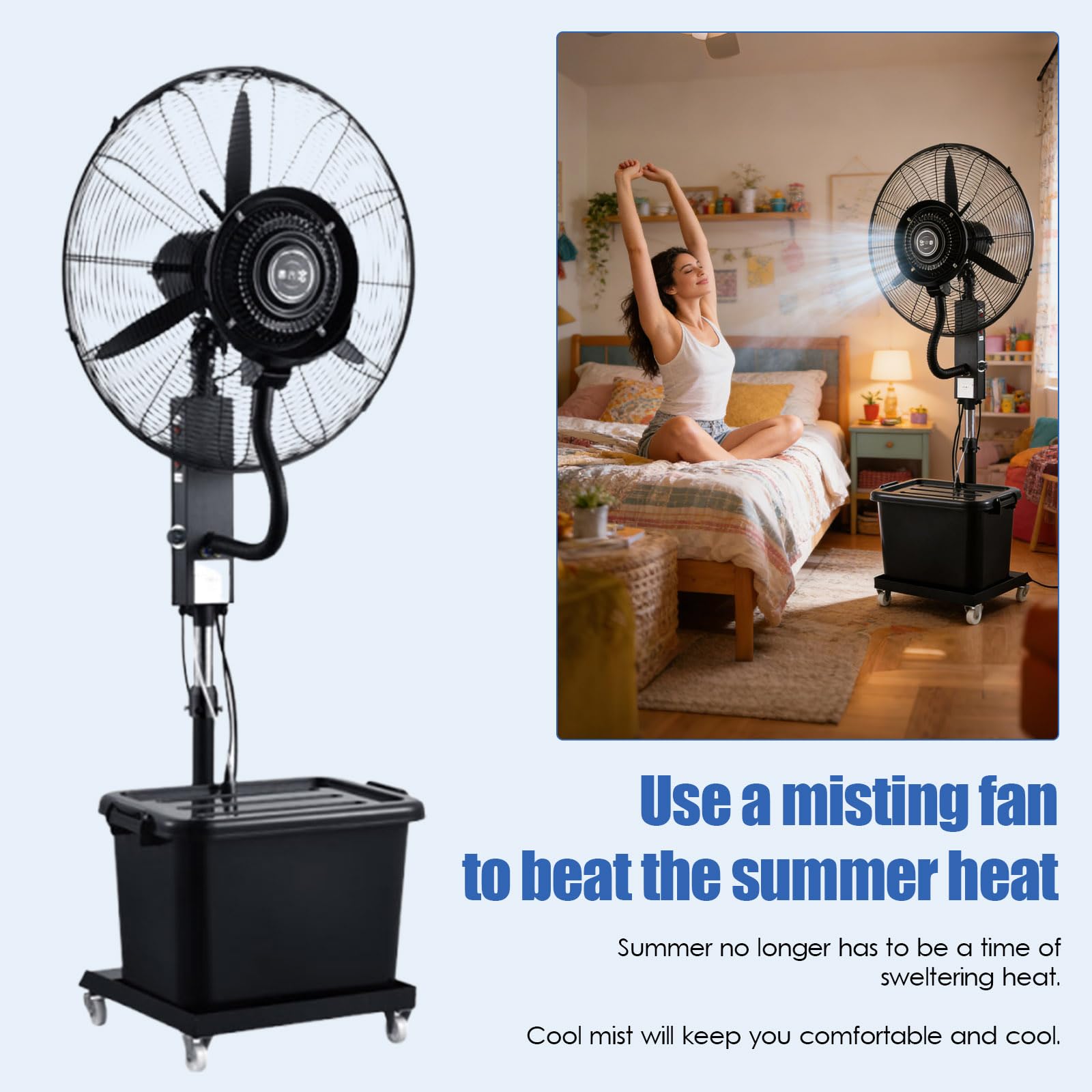 Ventilador de Pie para Exteriores, Ventilador Industrial Potente | Resistente al Polvo y Agua, Ventilador de Alta Velocidad para Garaje, Gimnasio, Taller, Terraza y Grandes Naves Industriales
