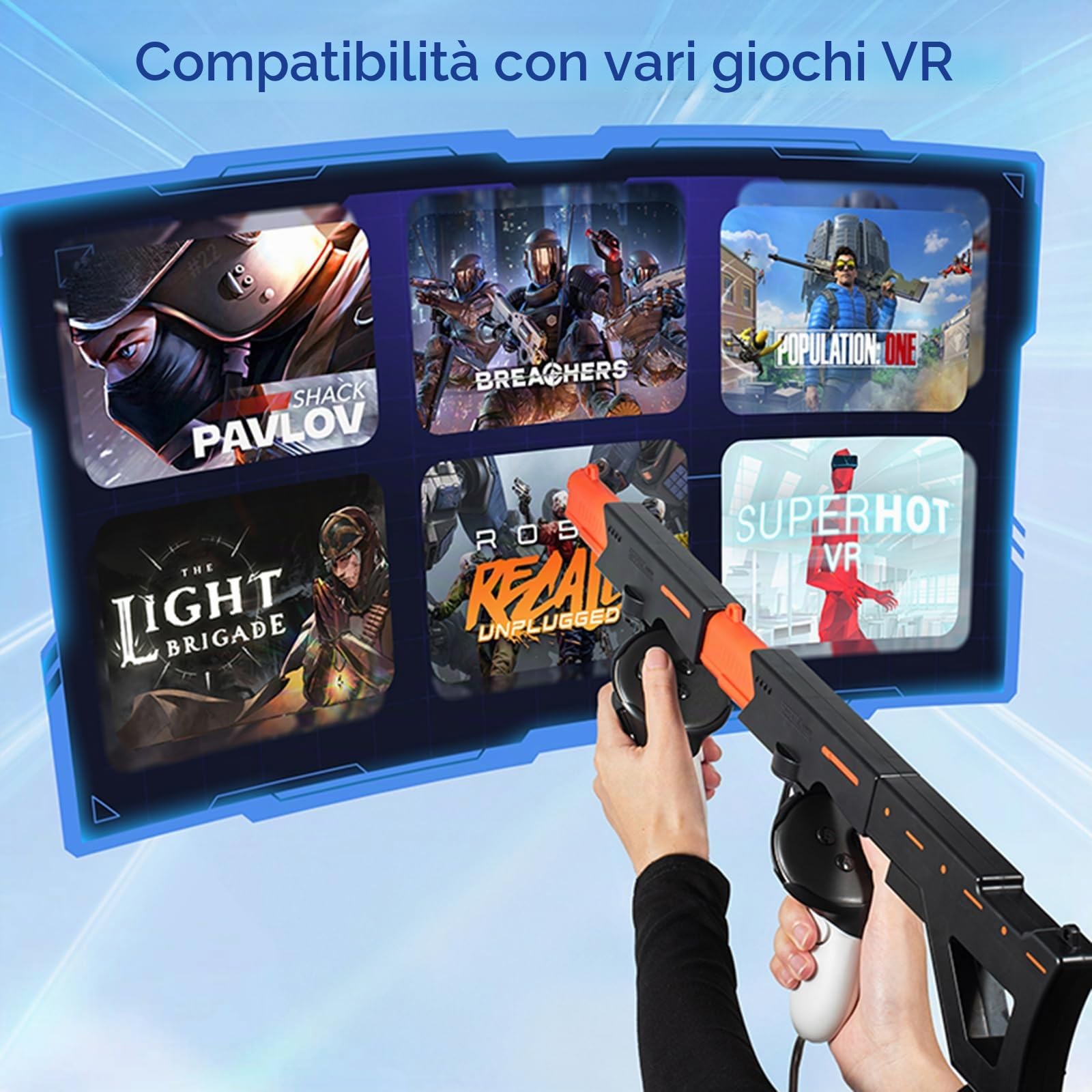 Magnetico VR Mitragliatrice/Pistola Modello Controller Supporto per Meta Quest 3 Maniglia Sgancio Rapido Staffa Calcio Pistola Supporto per Oculus Quest 3 Accessori per Gioco di Tiro