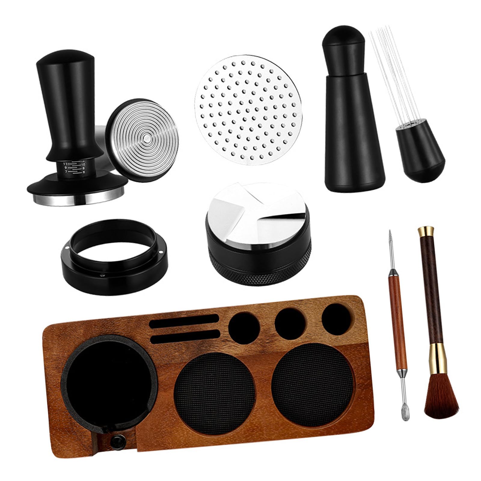 Nucelit Sturdy Sapele Wood Espresso Tamper 58MM Standard Size Kitchen Coffee Accessories for Consistent Brewing Wooden Coffee Tamper