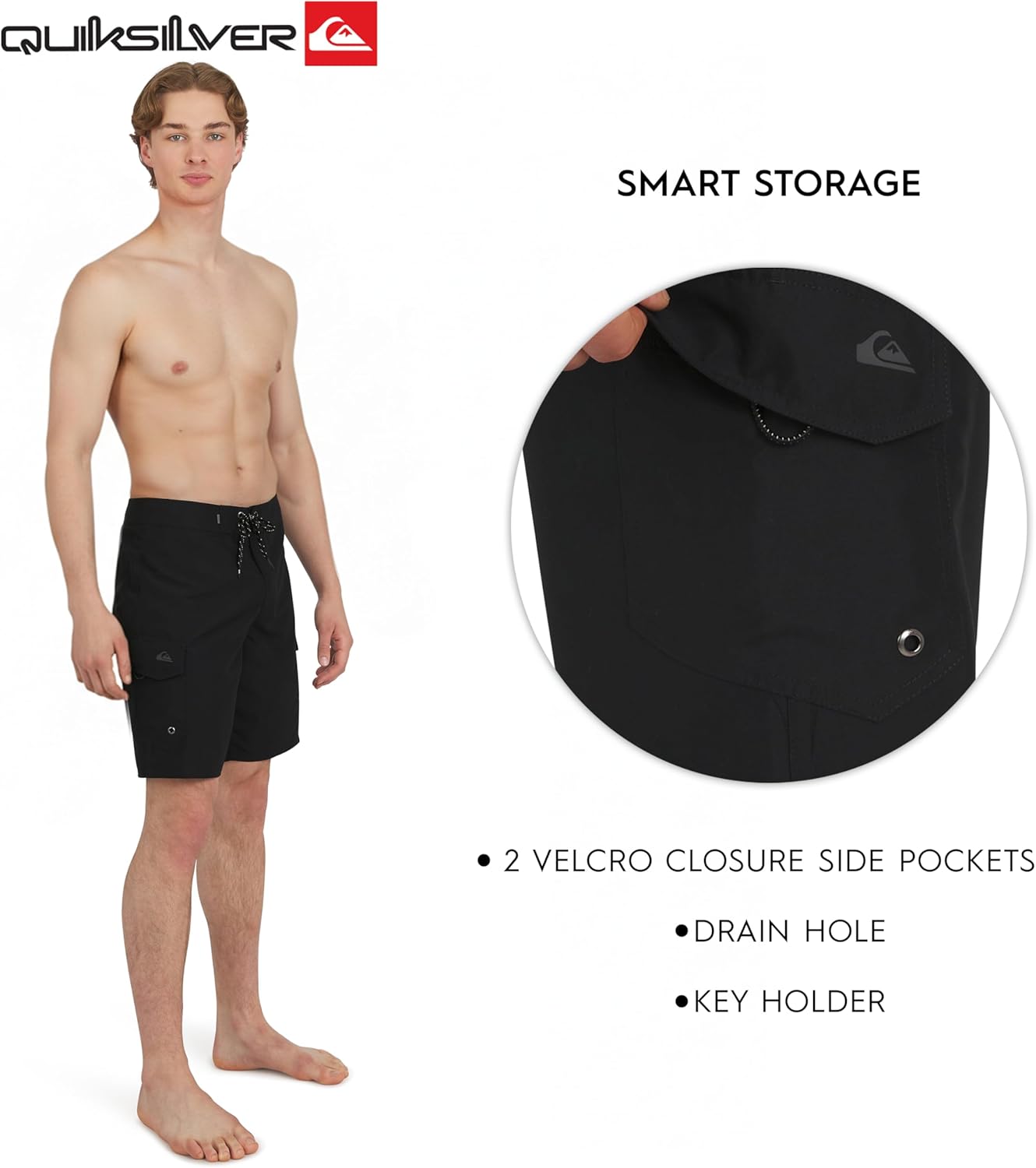 Quiksilver Mens Swimwear Regular Fit Fixed Waist UPF 50 Quick Dry 22 Inch Board Shorts - Image 6