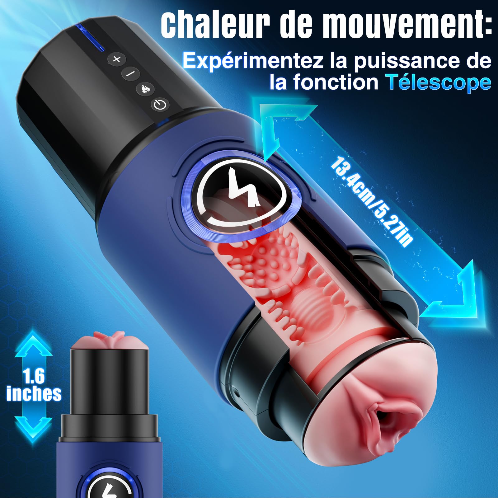 Masturbateurs Masculins avec Chauffage À 360°Masturbateur, Sextoyse Homme Sex 5 Modes Télescopiques Intenses, Sex Toyspour Pour Homme Revêtement Interne Et Amovible App Masturbeuse Homme VIJISA