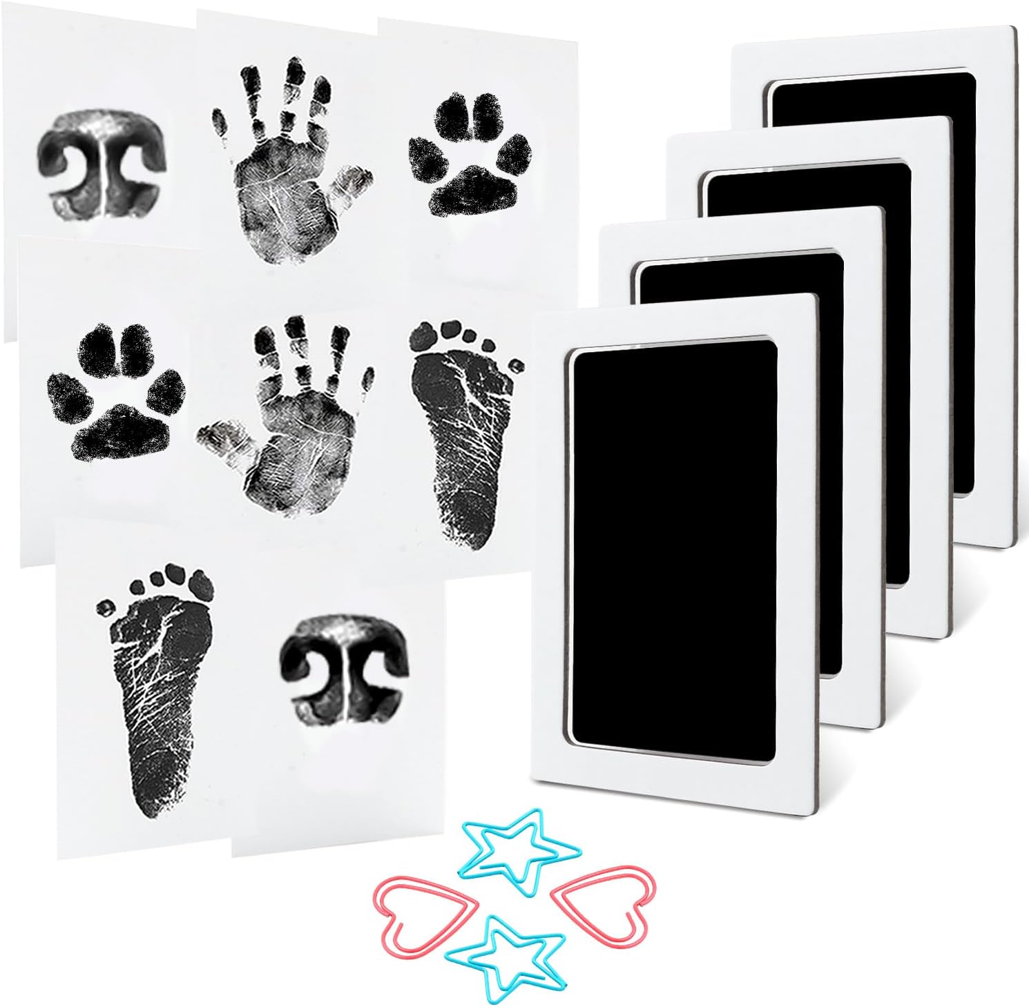 4-Pack Baby Inkless Hand and Footprint Kit Paw Nose Print Kit for Dogs Cats Pets Clean Touch Ink Pad for Baby Pets Newborn Keepsake Mess-Free Ink Pad