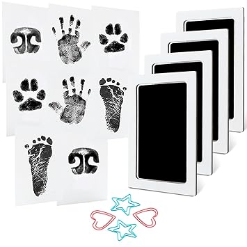 4-Pack Baby Inkless Hand and Footprint Kit Paw Nose Print Kit for Dogs Cats Pets Clean Touch Ink Pad for Baby Pets Newborn Keepsake Mess-Free Ink Pad
