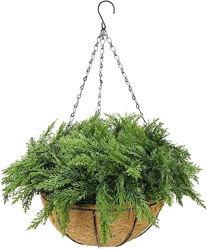 Miniatura 9 de Cestas colgantes de Navidad de 15 pulgadas para exteriores, cestas de Navidad con ramas de pino, decoración de porche al aire libre, decoración