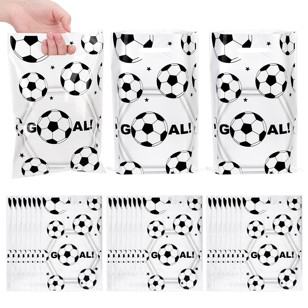 PH PandaHall 100pcs Plastic Football Gift Bags, Football Party Favors Goodie Bags Football Treat Candy Bag Football Theme Party Supplies for Team Events Sports Parties Birthday Favors, 9.7x6.45 inch