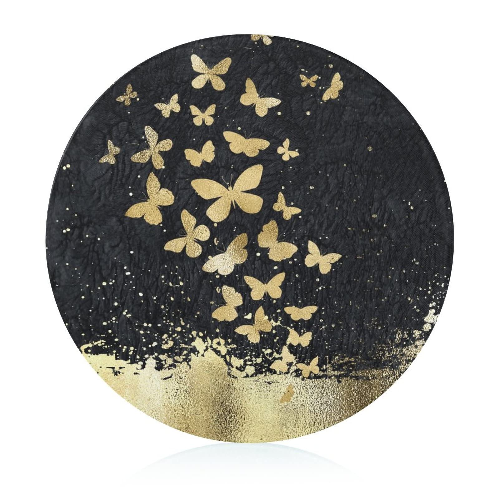 Planche à découper en verre 20 cm Papillon Doré résistante à la chaleur pour cuisine