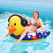 Jenaai 4th of July Rubber Duck Pool Float 36" Large Patriotic Inflatable Swim Tube Ring for Adults 250 Anniversary Celebration Party Supplies Durable Water Raft for Summer Lake & Beach