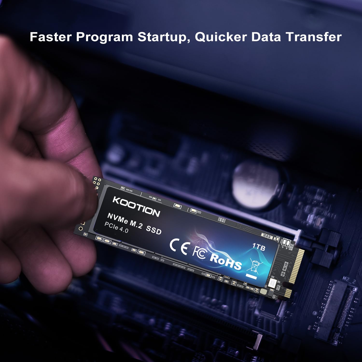 KOOTION 512 GB SSD M.2 PCIe NVMe 4.0 SSD Interno ad alte Prestazioni, fino a 5000MB/s, Compatibile con Laptop e Desktop, SSD di Espansione per il Gioco, Unità a Stato Solido Interna per il Nero