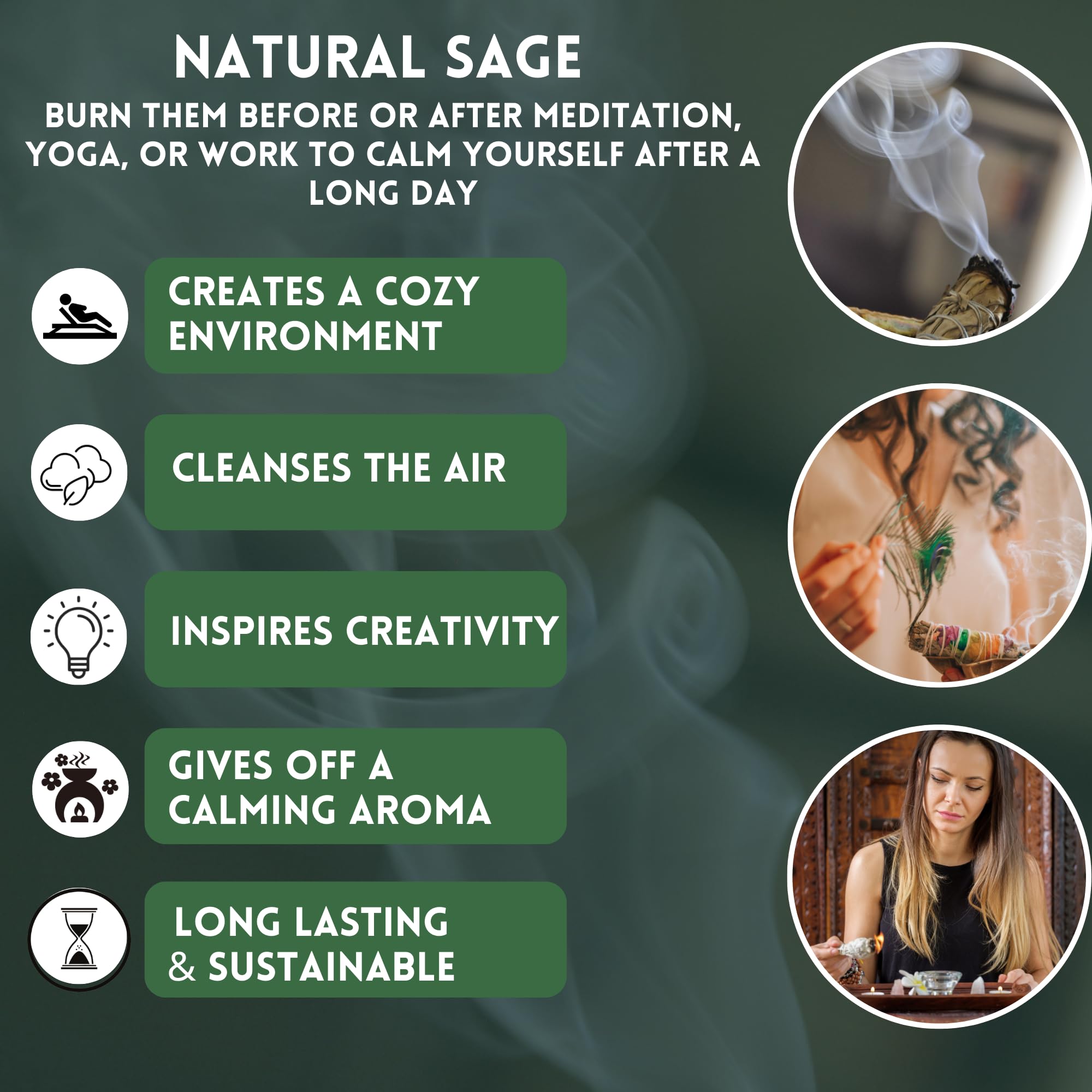 Ancientveda Floral White Sage Organic Smudge Sticks with Flowers 3 Pack for Cleansing Home, Meditation, Yoga, Healing and Smudging | Sustainably Sourced California White Sage Bundles (Good Life)