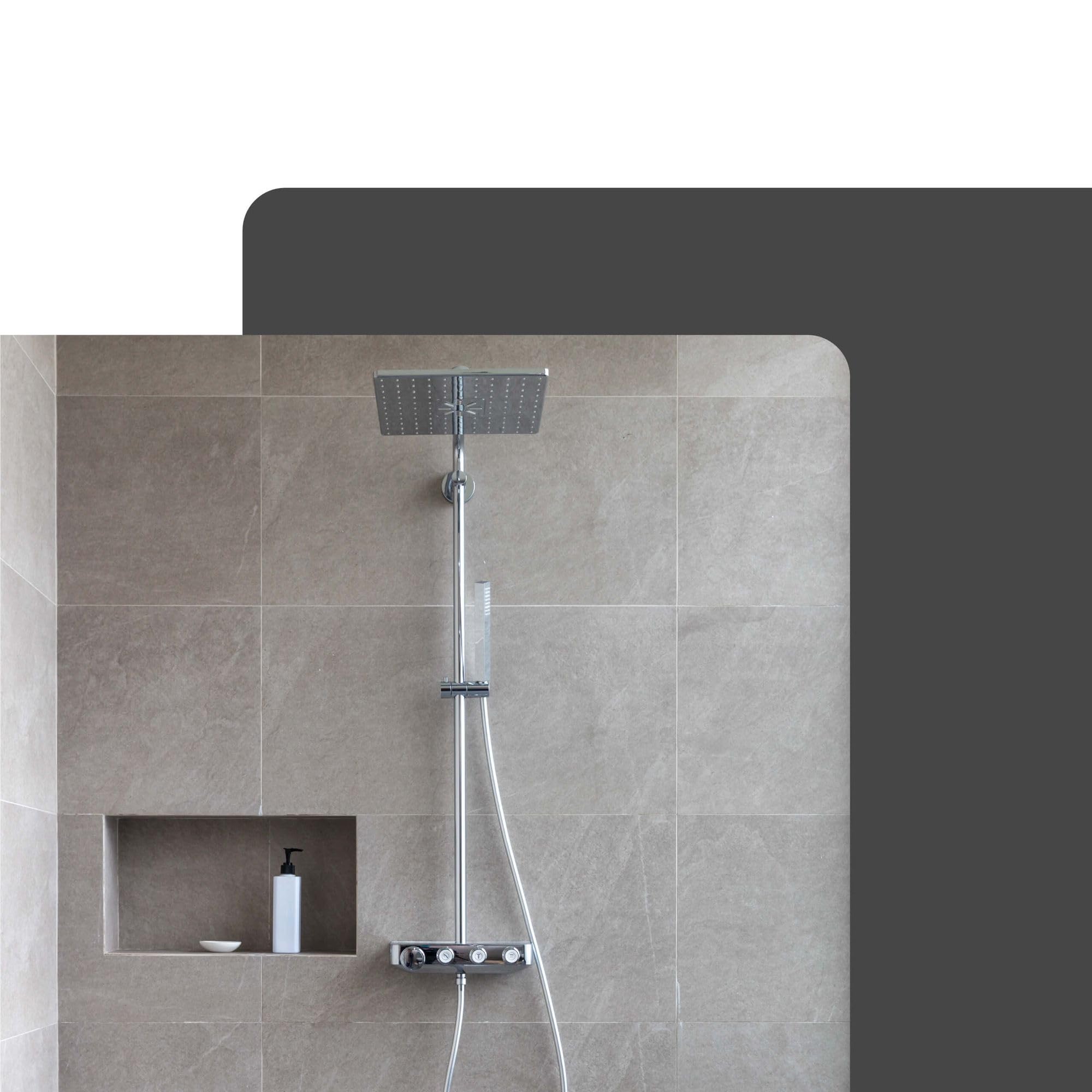 PROTEKTOR doccia a nicchia a parete 30 x 60cm, Piatto doccia bagno piastrellabile, impermeabile, possibilità di riporre oggetti salvaspazio