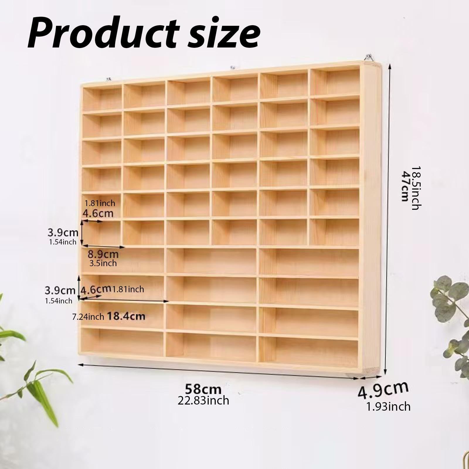 Holzregal für Modellautos mit Differenzierten Ablagen, Halterung für Actionfiguren, Miniatur Vitrinenschrank Zur Wandmontage, 58 cm X 47 cm X 4.9
