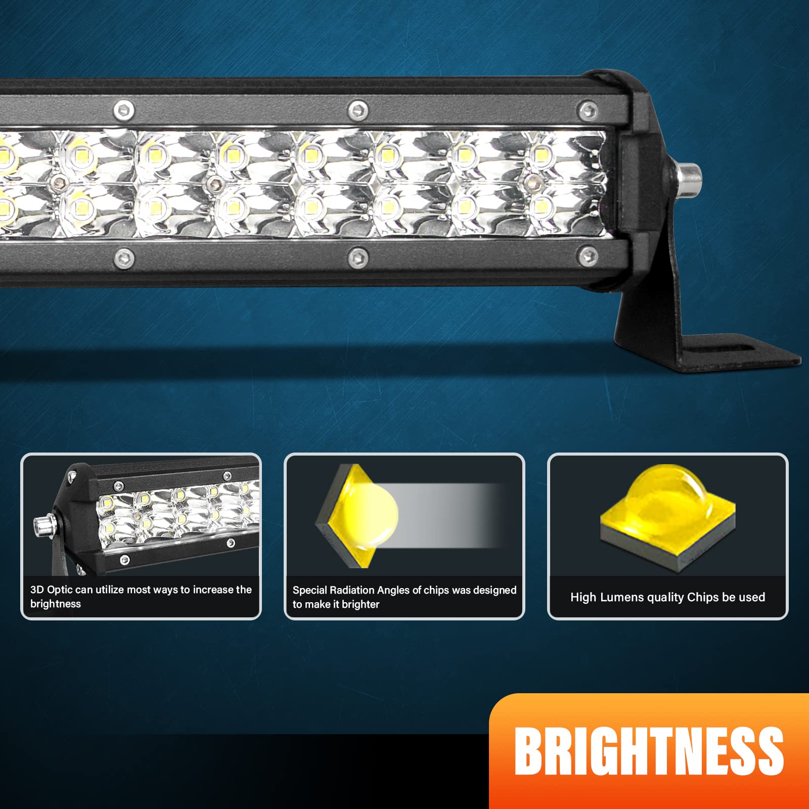 RIGIDON 24 pollici 60 cm 180 W faretto barra luminosa a LED, 12 V 24 V barre luminose LED per off road camion auto ATV fuoristrada 4 x 4 veicoli, lampada di guida 6000 K bianca, impermeabile