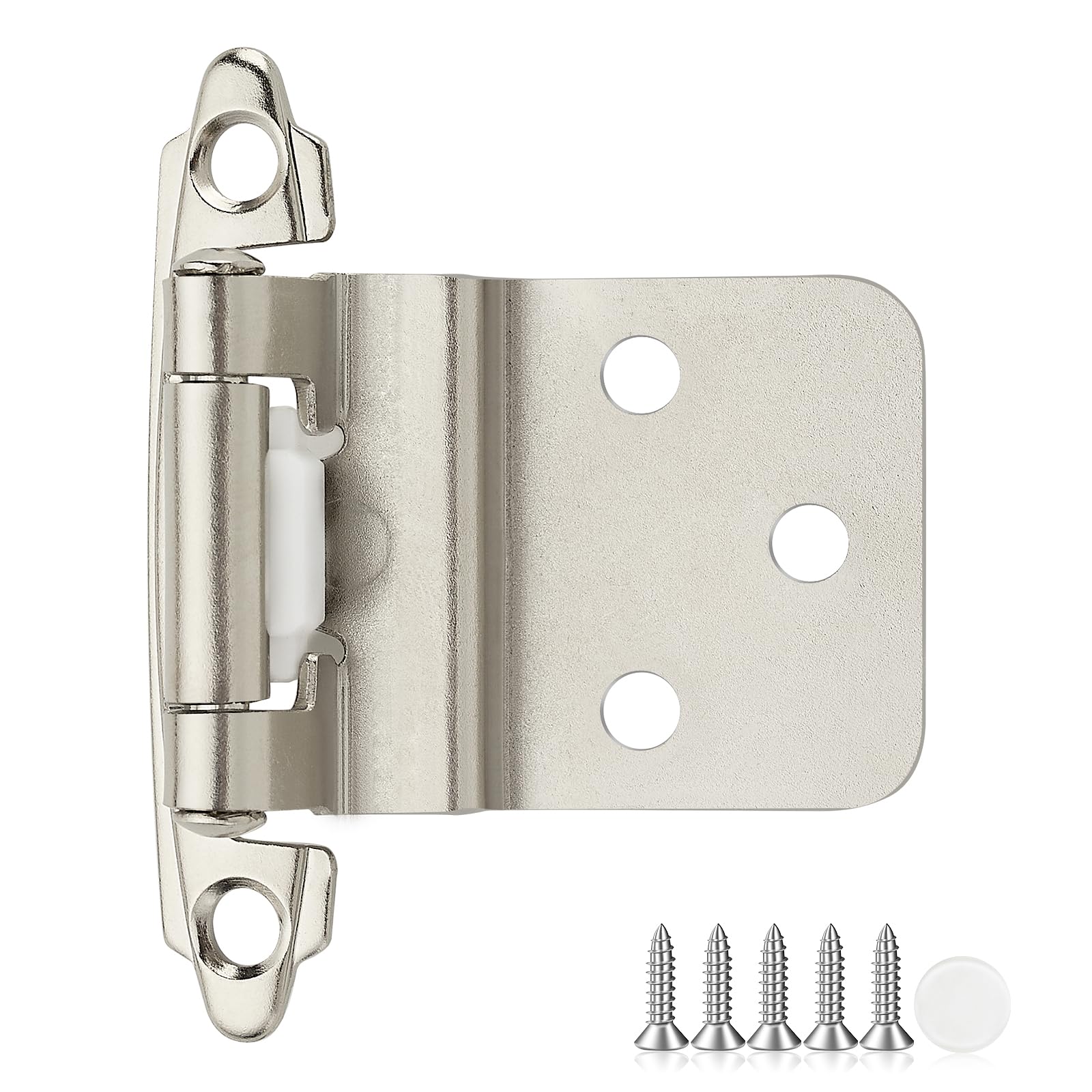 60 Pack 30 Pair Brushed Nickel Cabinet Hinges - 3/8 inch Inset Kitchen Cabinet Hinges, Semi-Concealed Hinges, Self Closing Cabinet Door Hinges with