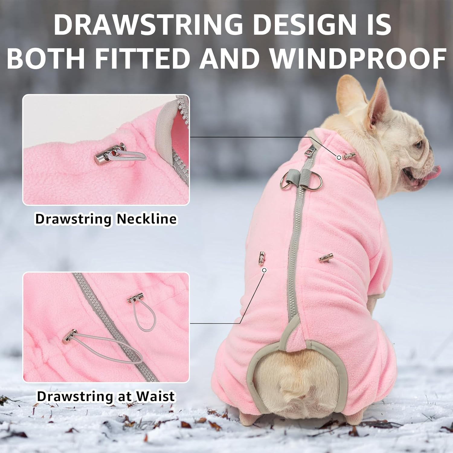 SCENEREAL Fleece Dog Winter Coat with Harness Built in, Soft Pajamas Warm Dog Sweater, Cold Weather Pet Jacket Jumpsuit Apparel Outfit for Small Dogs Walking Hiking Sleep, Pink S