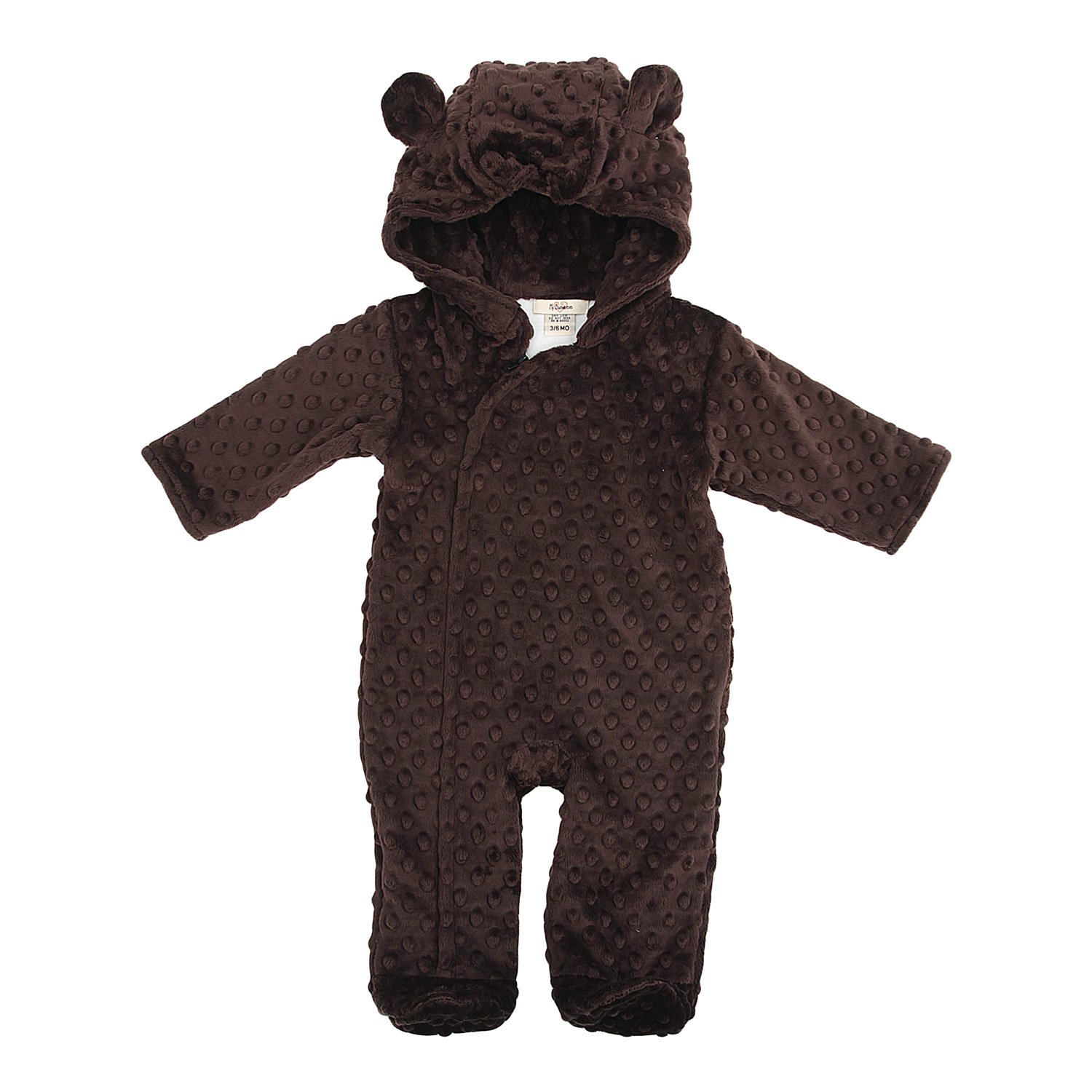 My Blankee Hooded Footie Romper Minky Dot with Ears, Electric Blue, 6-12 Months