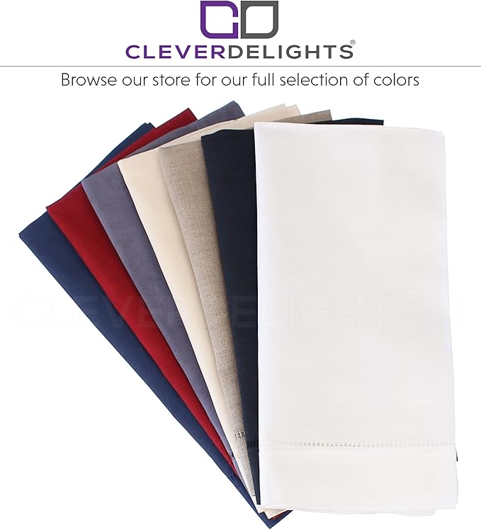 CleverDelights Servilletas 20" Blanca Dobladillo 12 Pack Algodón Lino miniatura 7