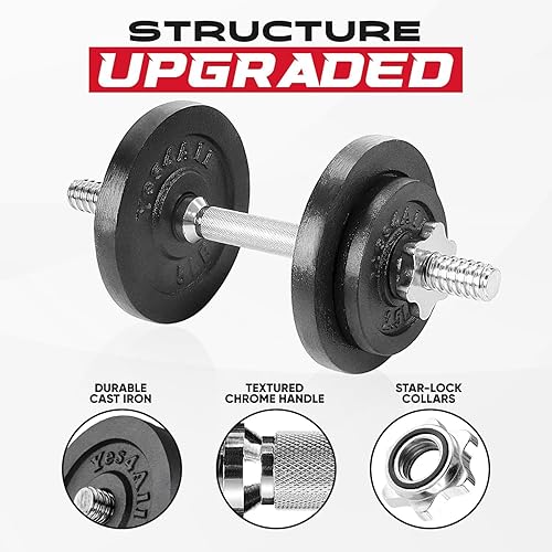 Miniatura 3 de Yes4All Adjustable Cast Iron Dumbbell Sets 2-in-1 405052560105 to 200LBS with Alloy Steel Connector Option for Strength Training Full Body Workout
