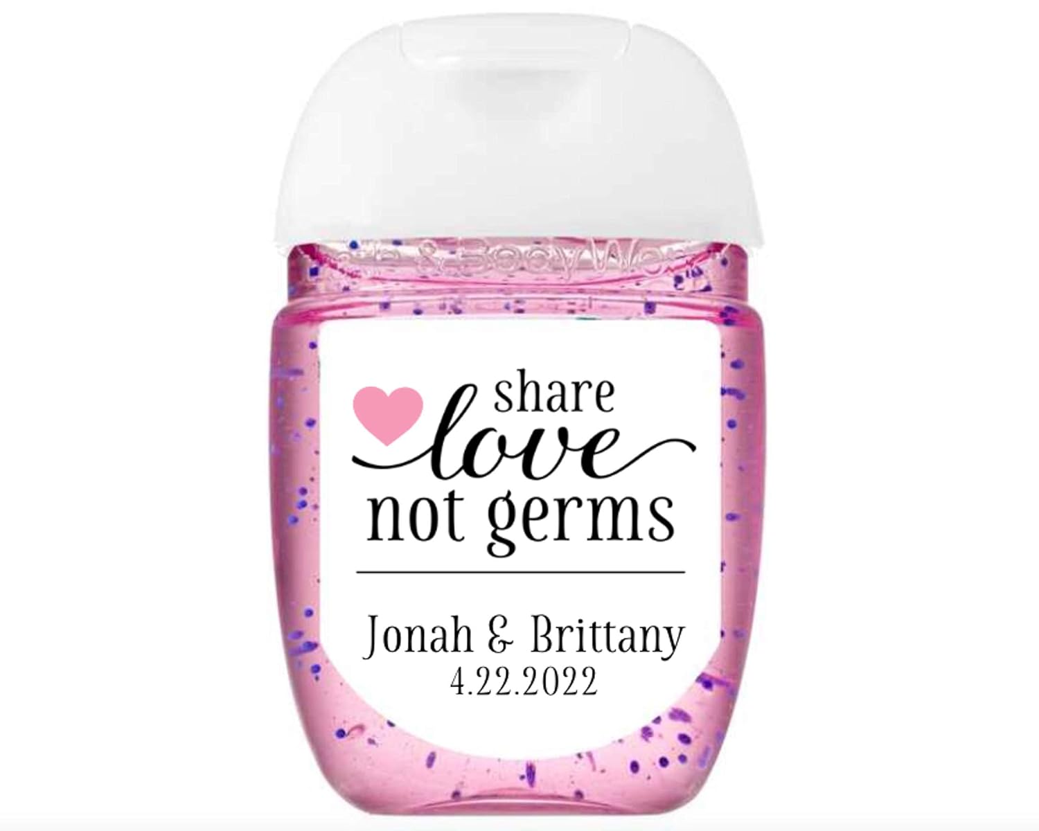 Wedding Favor LABELS - 30 Personalized Sanitizer STICKERS, Share Love Not  Germs, fits PocketBac