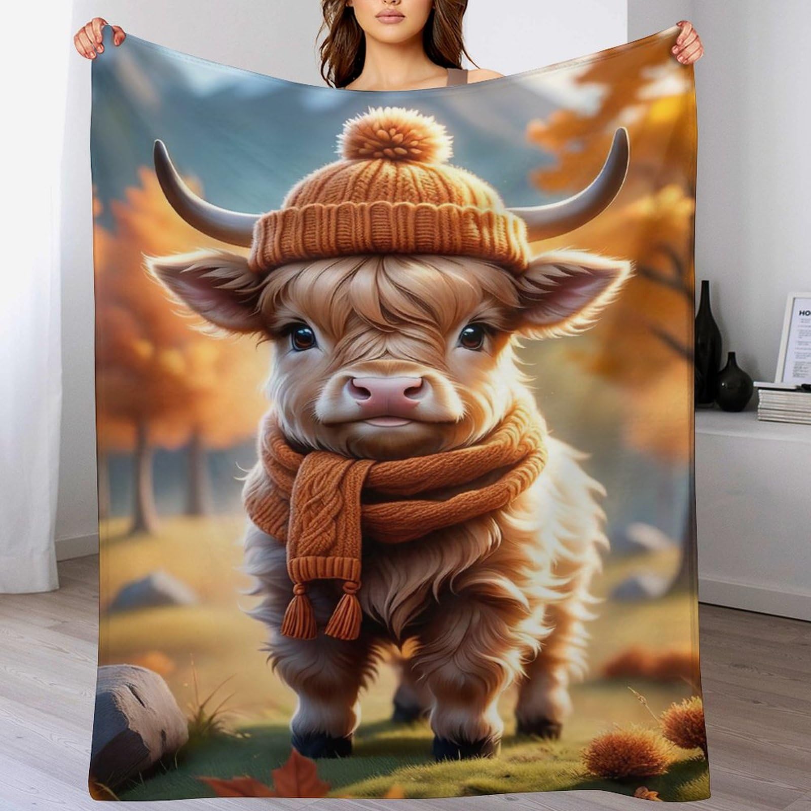Couverture en flannel douce motif vache mignonne 180x200 cm lavable en machine pour lit