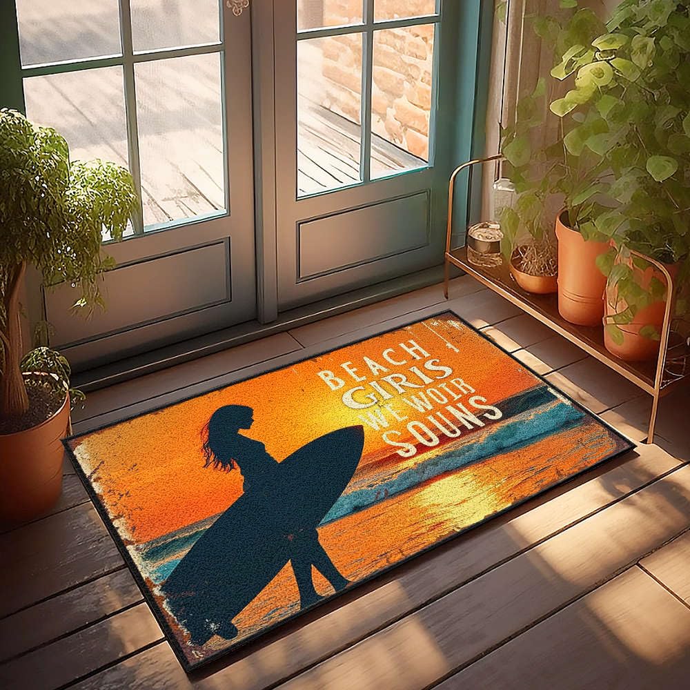 Tapis de porte extérieure antidérapant Beach Girls anti-saleté 65x90cm