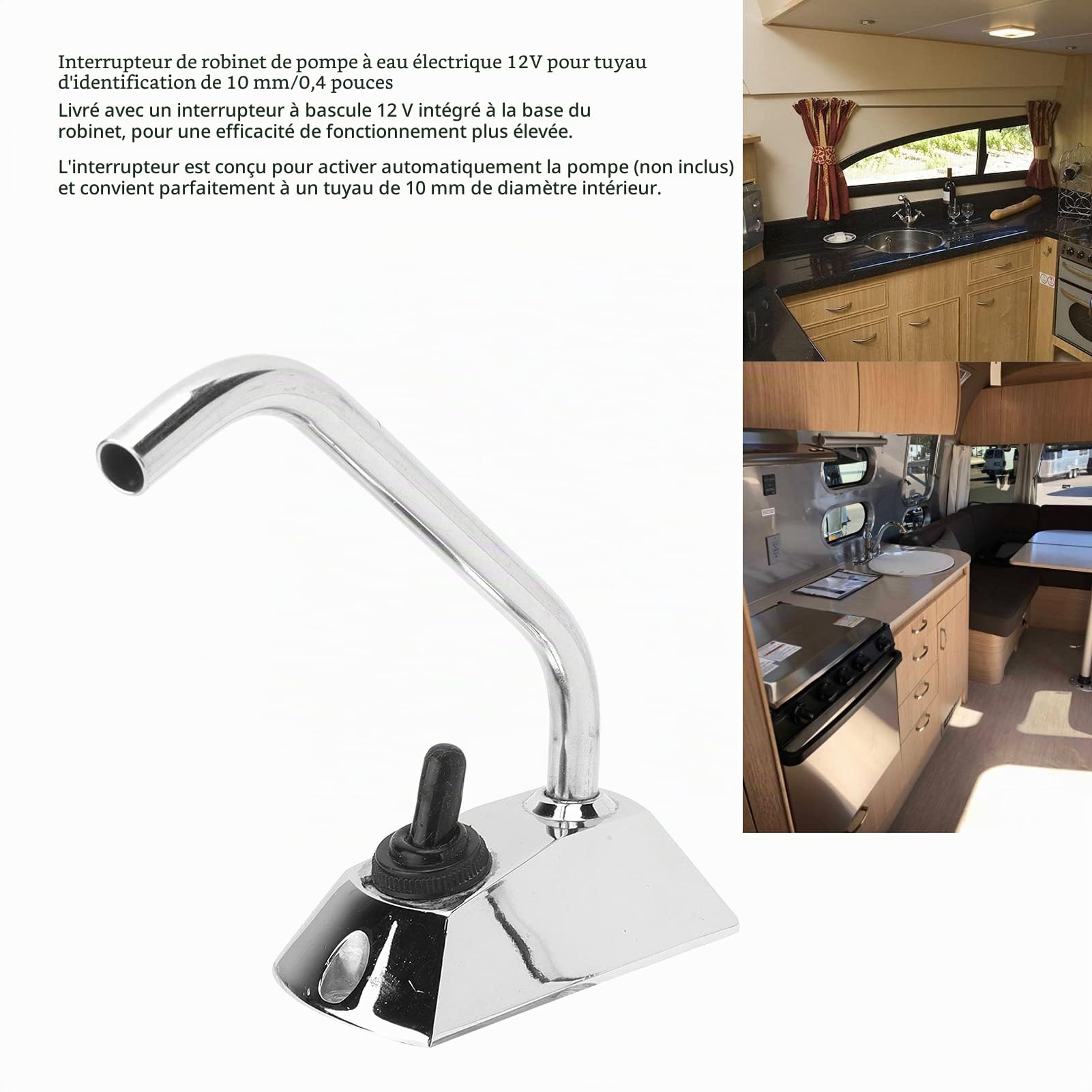 Pompe à main, tuyau ID 12 V 10 mm, pompe à eau électrique, interrupteur de robinet, pompe de robinet de réservoir pour caravane camping-car RV