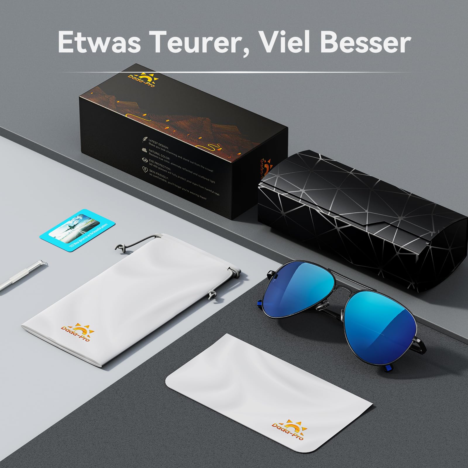 DADA-PRO Sonnenbrille Herren Polarisiert Pilotenbrille Damen Metallrahmen Retro Fliegerbrille UV400 Schutz Polarized Sunglasses Men Women