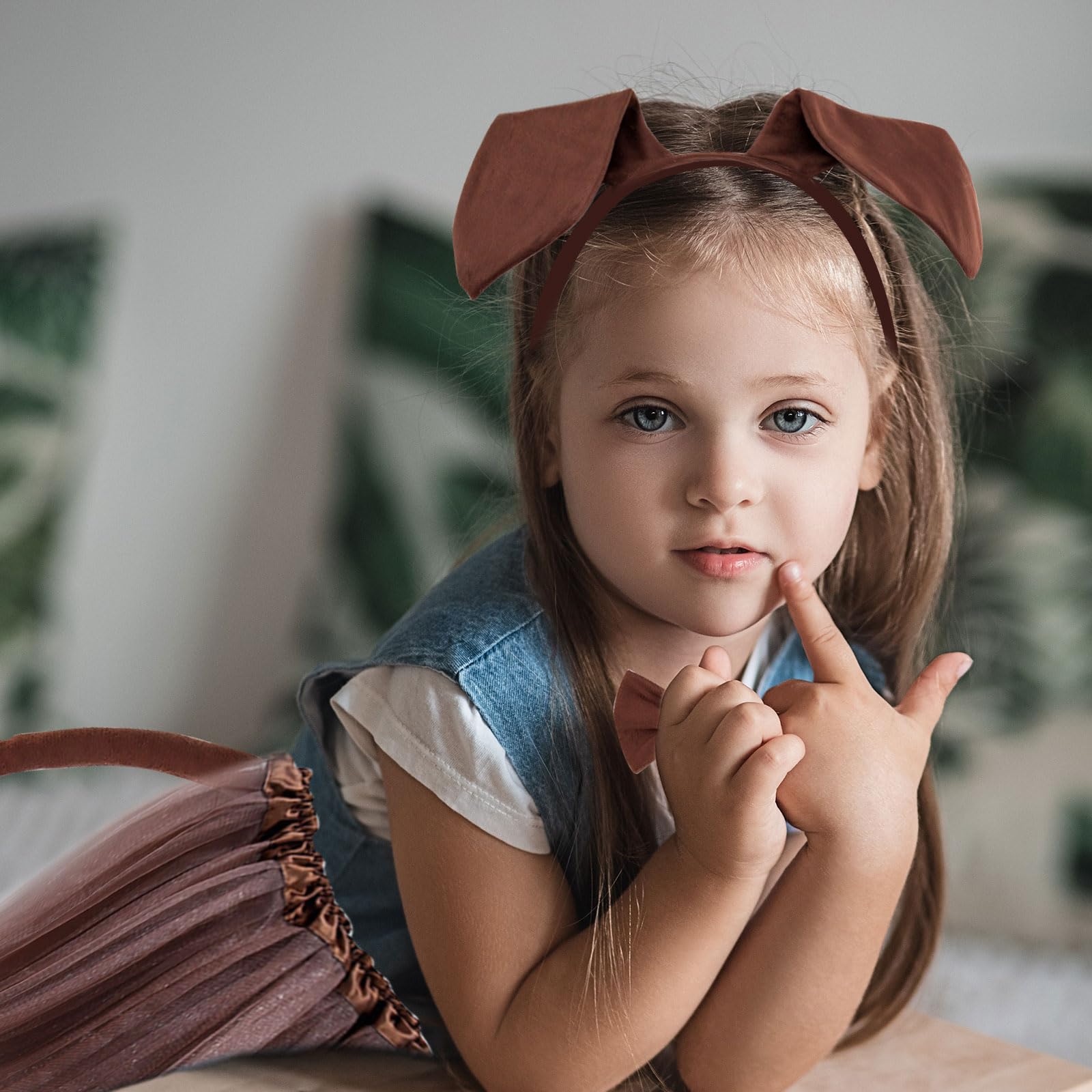 MIVAIUN 4 szt. Puppy Pies Kostium Zwierzę Zestaw Przebranie Ogon Muszka Opaska Tutu Spódnica Zestaw dla Dorosłych Dzieci Dress Up Halloween Scene Cosplay Impreza