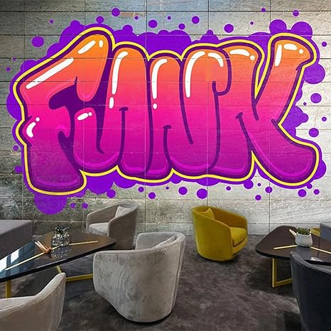 Amazon Amttgoyy 3d壁画壁紙レトログラフィティ英語アルファベットツーリング背景壁の装飾レストランカフェktvバー壁画3d 150x105cm 壁紙