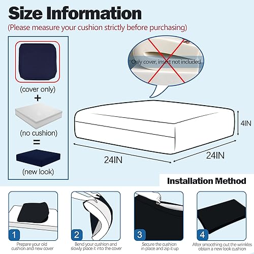 Miniatura 2 de Sqodok - Fundas de cojín de patio de 24 x 24 x 4 pulgadas, resistentes al agua, de repuesto, paquete de 2 fundas para sillas de exterior, para sofá
