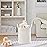 VIPOSCO Tall Laundry Basket, Large Dirty Clothes Hamper with Leather Handle, Woven Rope Storage Basket for Blanket, Toy In Living Room, Bathroom, Bedroom - 53L White
