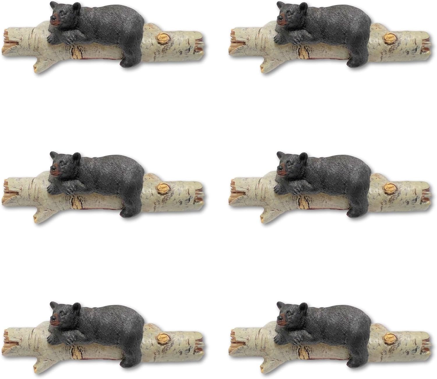 BestGiftEver Drawer Pulls with Black Bear on Birch Wood Accents
