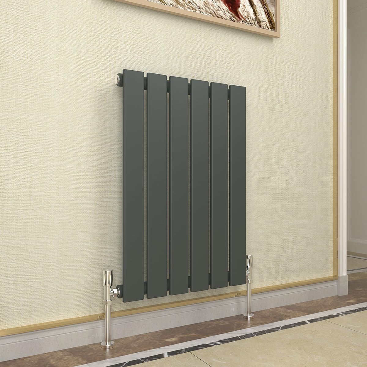 GY Bath 600x408mm Anthracite Horizontal Radiator Flat Panel Designer Single Column Modern Central Heating Rads
