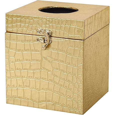 Modern Elegant Gold Tissue Box Holder Square