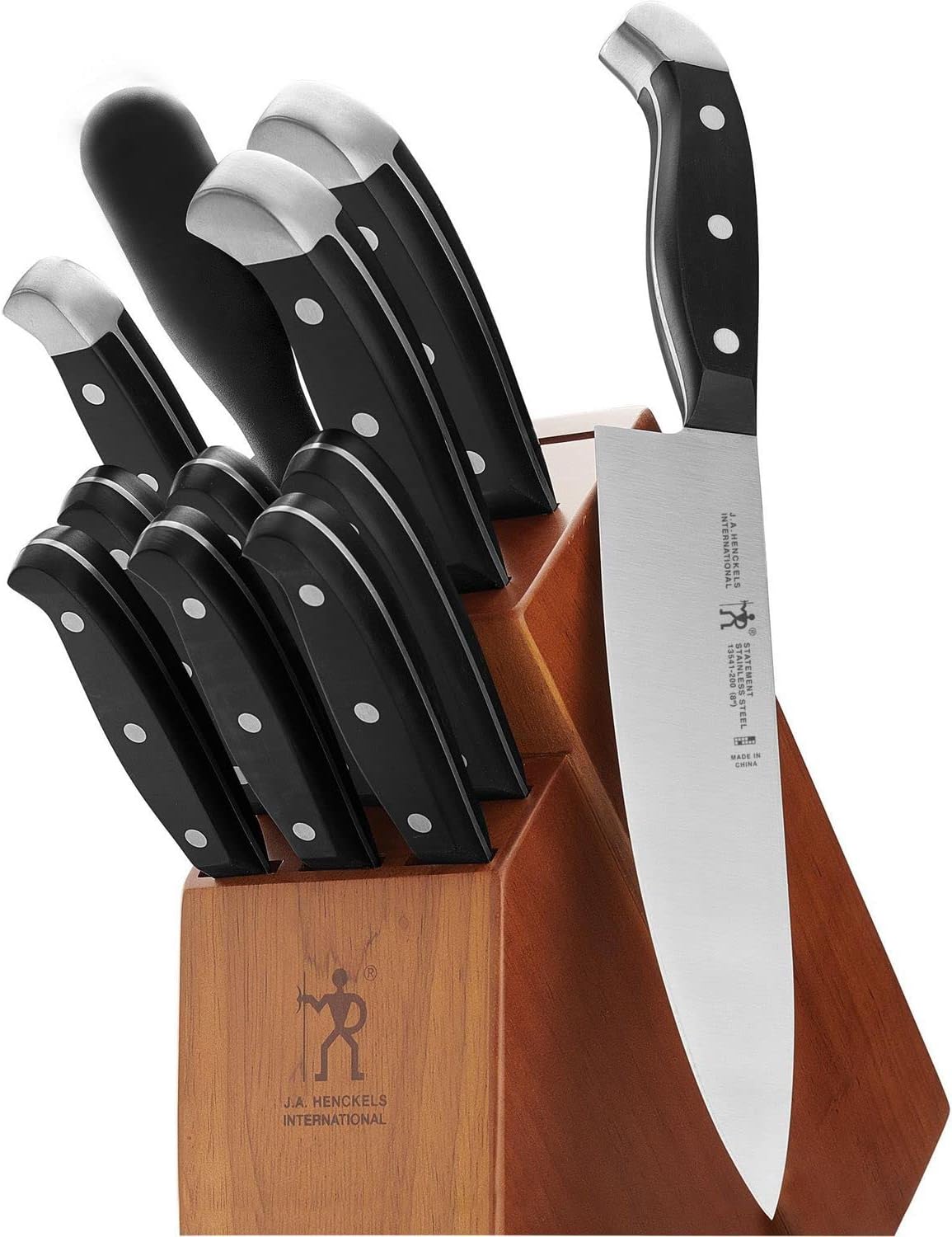Premium Quality 12-Piece Knife Set with Block and Knife Sharpener, Razor-Sharp, German Engineered Knife Informed by over 100 Years of Masterful Knife Making, Brown Block