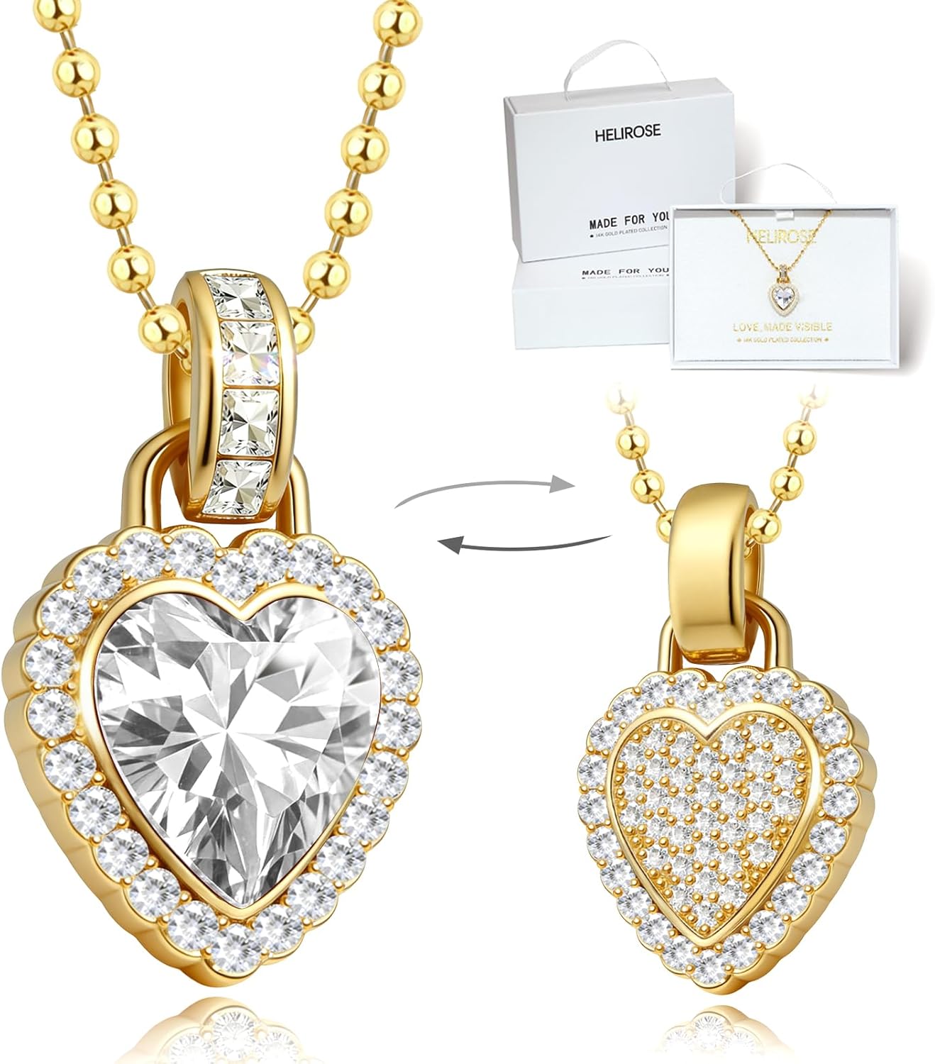 18K Gold Plated Heart Necklace for Women, Trendy Dainty Love Pendant Necklaces for Women, Birthday Jewelry Presents for Her, Mom and Wife