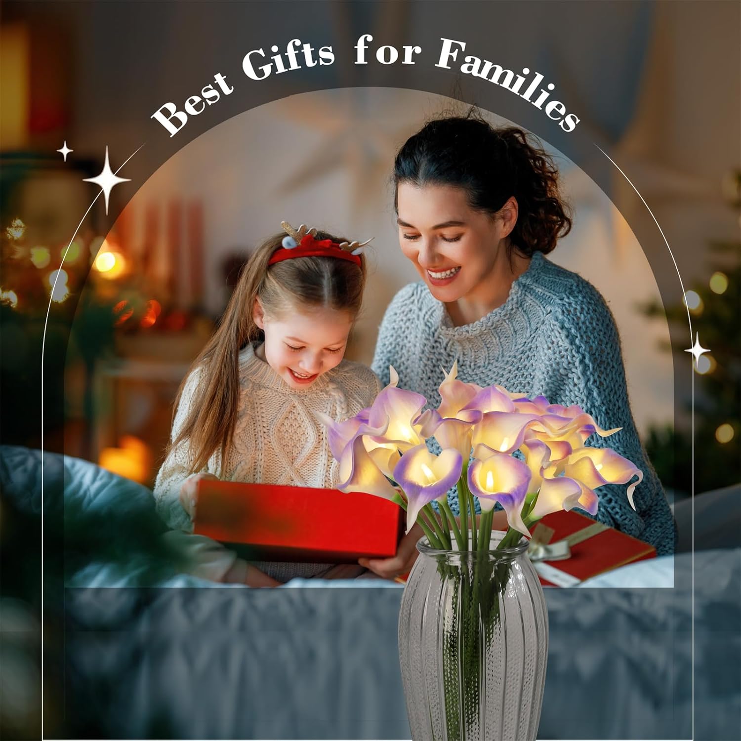 20pcs Lighted Artificial Calla Lily Bouquet Faux Floarl Night Light Real Touch Flower Night Light LED Calla Lily lighted Artificial Flower for Holiday Gifts Home Kitchen Decor(Light Purple, No Vase)