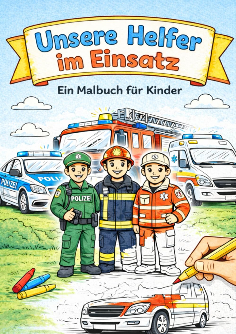 Unsere Helfer im Einsatz: Malbuch für Kinder