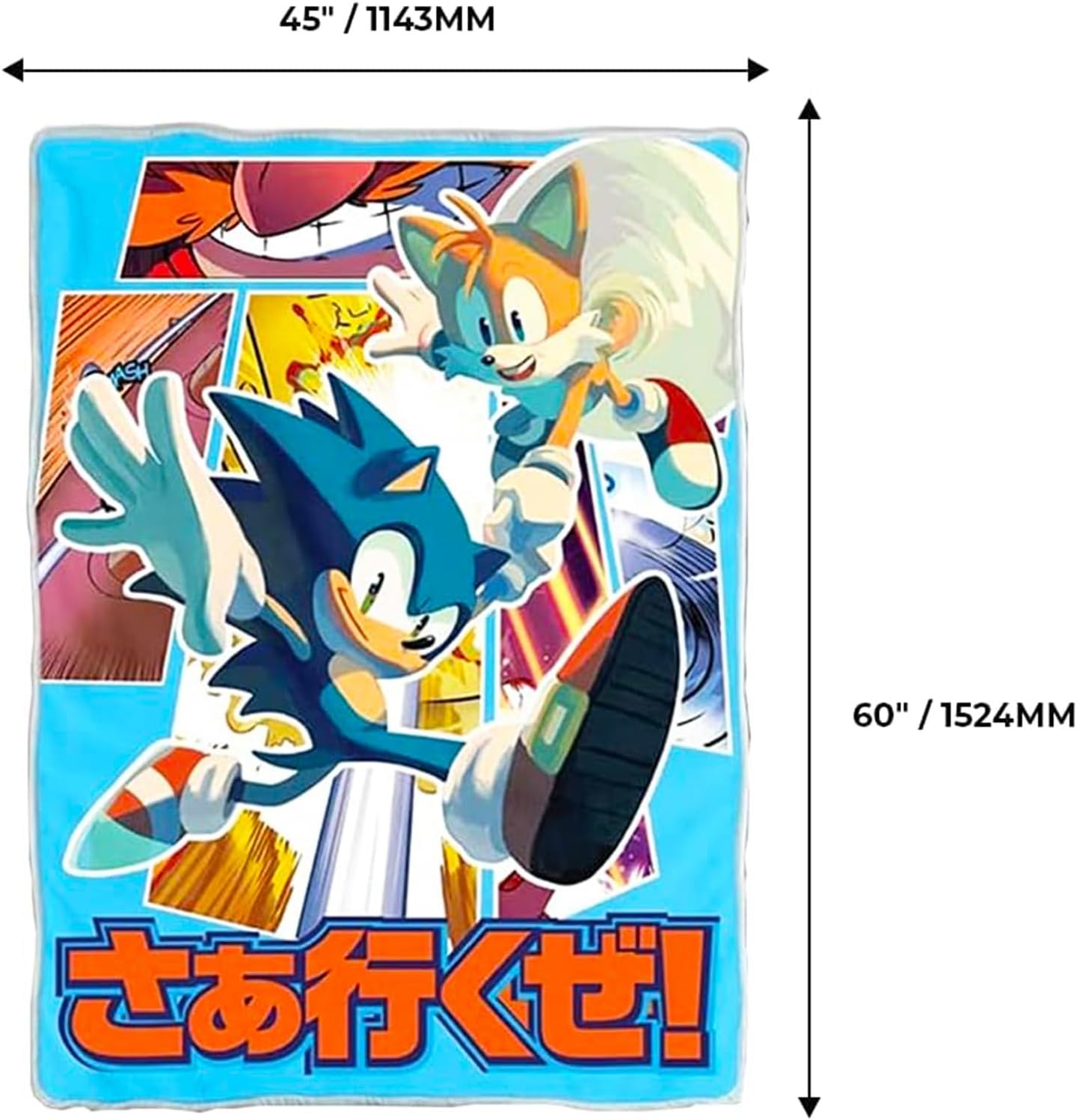 Sonic The Hedgehog Fleece Blanket Set - Bundle with Soft Video Game Blanket Plus Air Freshener, Stickers, More for Kids, Adults, Children | Cozy Sonic Fleece Blanket 45" x 60" - Image 3