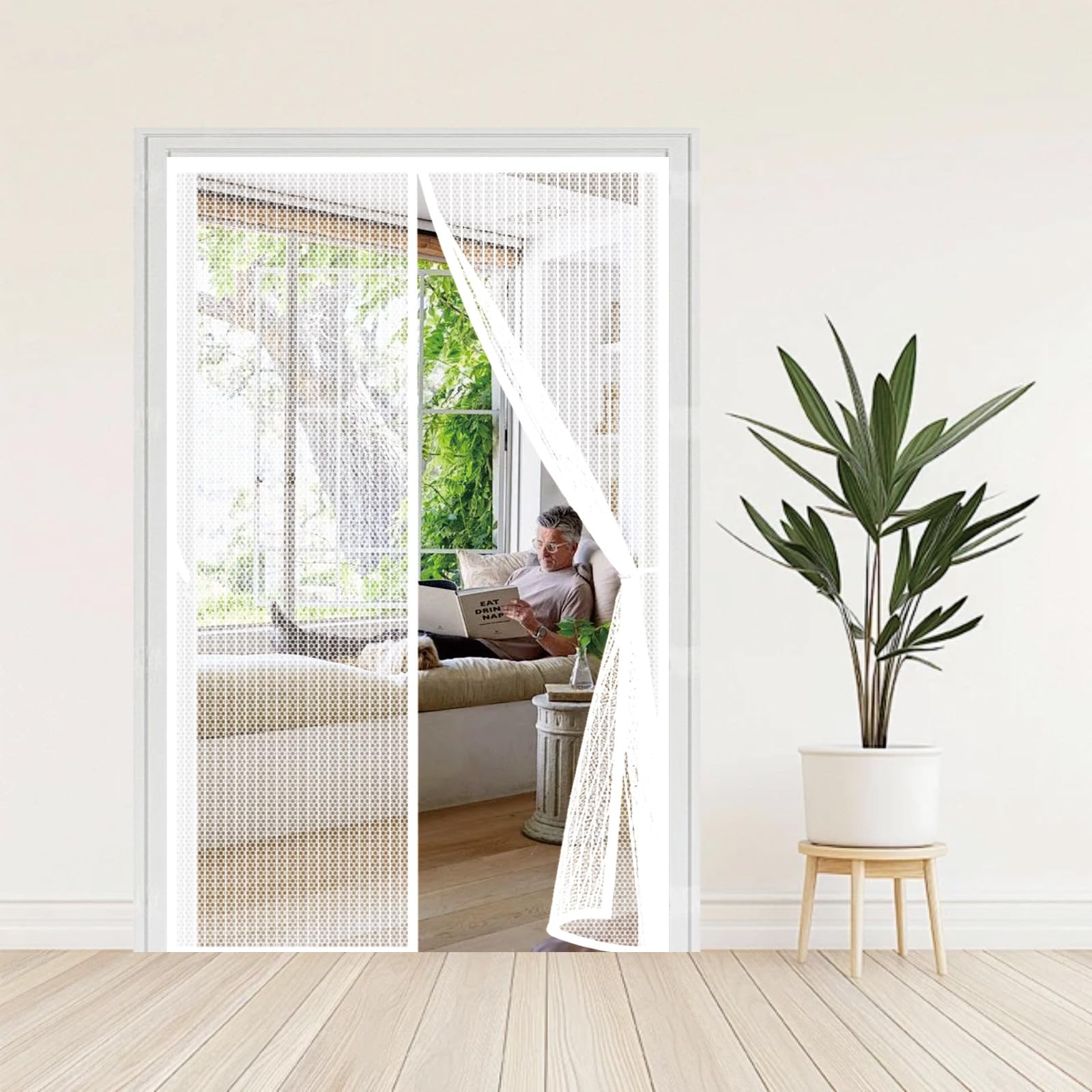Rideau moustiquaire blanc pour porte de patio et terrasse