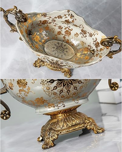 Miniatura 5 de DOMELA Platos de exhibición de caramelos,Bol de fruta binaural,Bandeja de almacenamiento de placa de frutas secas de cerámica,Cuencos decorativos de