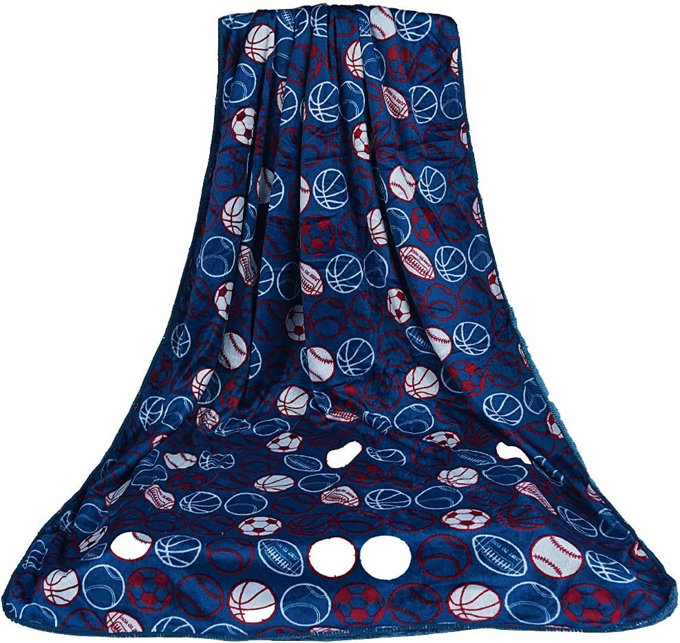 Baby Grow Boy Girl New Born Baby Blanket Kambal (Navy Blue Football)