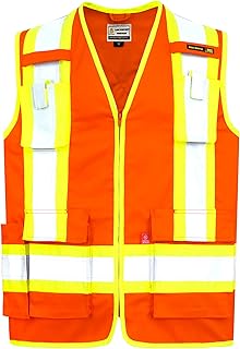 FR Vest Zipper Reflective High Visibility ANSI Class 1 Safety CAT2 | 7.5oz Cotton Fire Retardant,Flame Resistant NFPA2112 CAT2,4”Tape Hi Vis ANSI/ISEA 107 Type O Class1,Men's Reflective Workwear