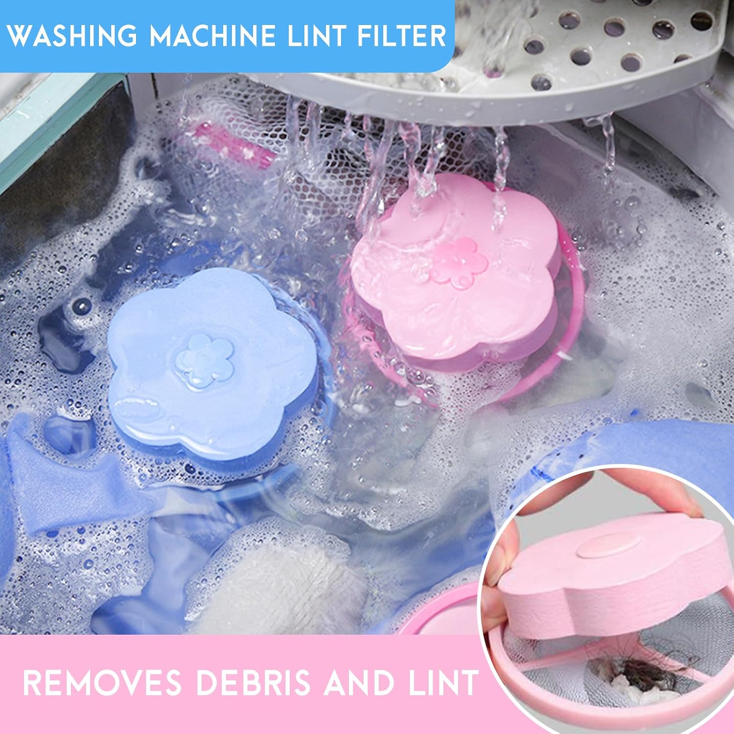 Pet Hair Remover for Laundry,Lint Catcher for Washing Machine, 2026 Upgraded Floating Hair Filter Mesh Removal, Cat and Dog Hair Washing Machine Catcher; 4 Piece