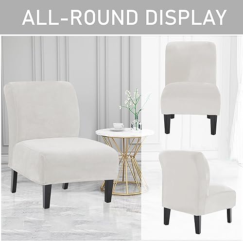 Miniatura 4 de UCCONO Fundas para sillas decorativas sin brazos, pantuflas de terciopelo grueso para sillas grandes de hotel, protector de muebles extraíble con