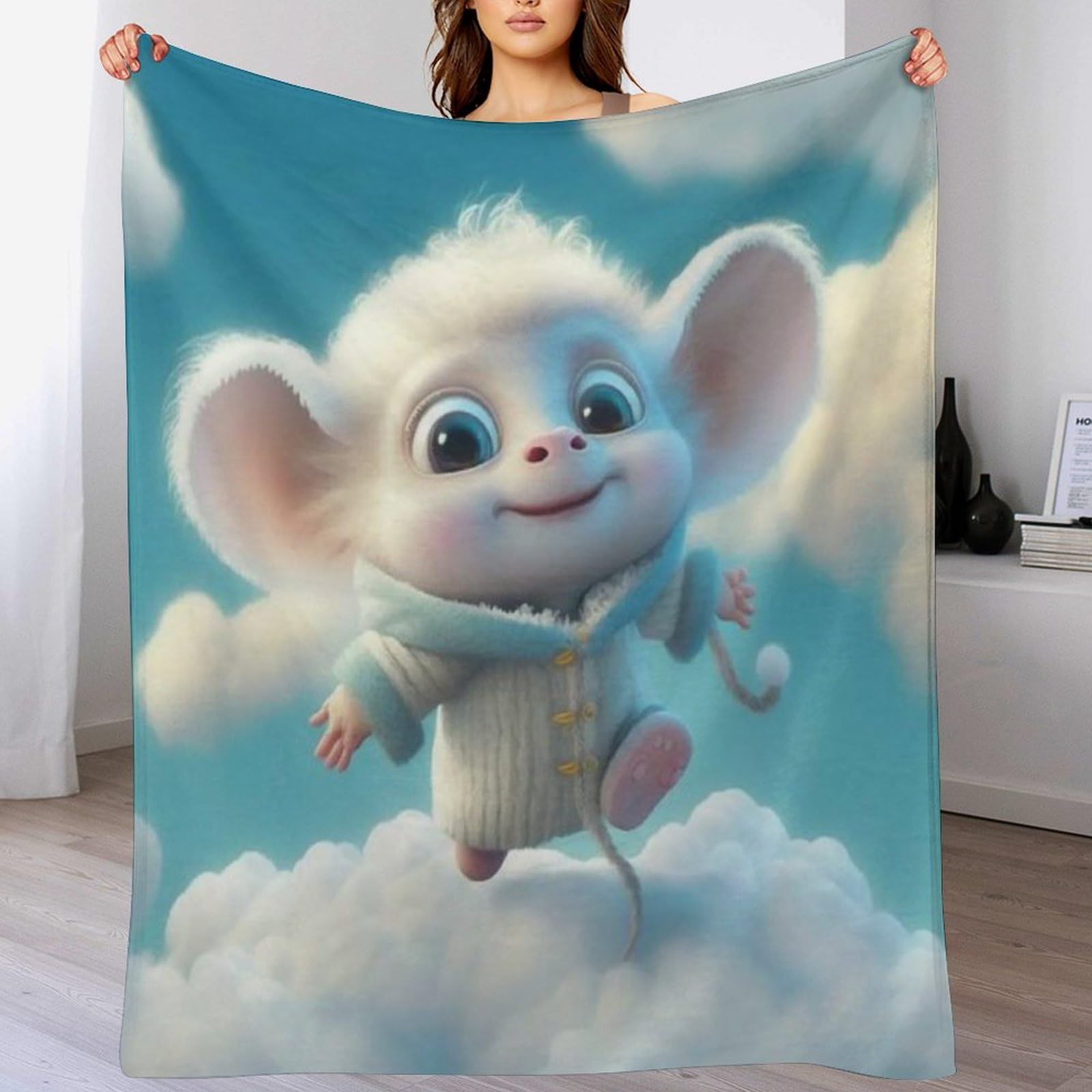 Couverture Polaire Singe Mignon Plaid en Peluche Douce pour Canapé 130x180