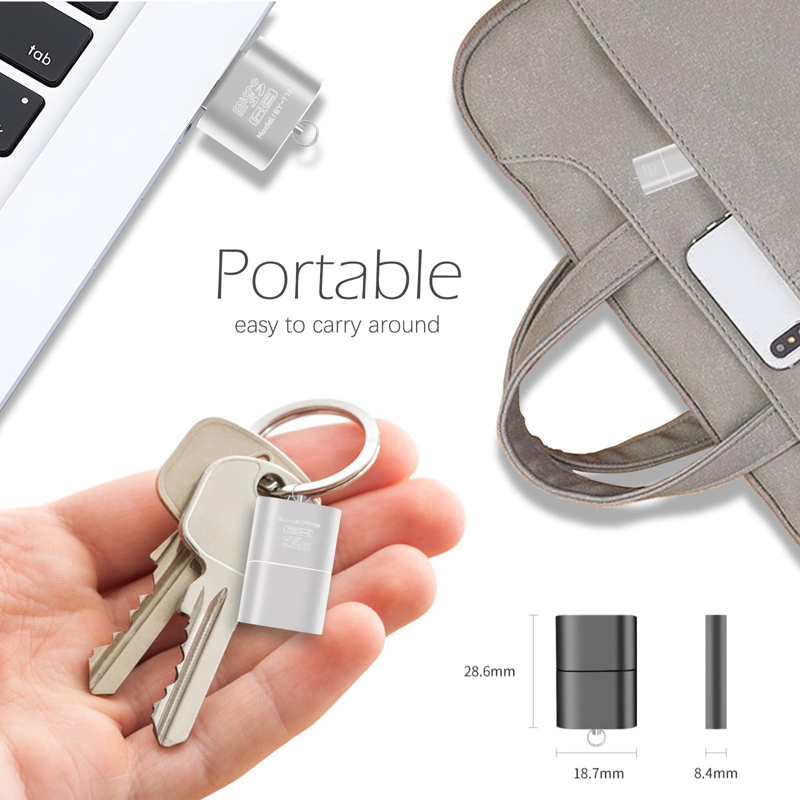 Lot de 3 lecteurs de cartes Micro SD pour Android, adaptateur de carte micro SD vers USB, lecteur de carte TF avec taille mini pour lecteur de carte mémoire d'appareil photo, lecteur de cartes Wansurs