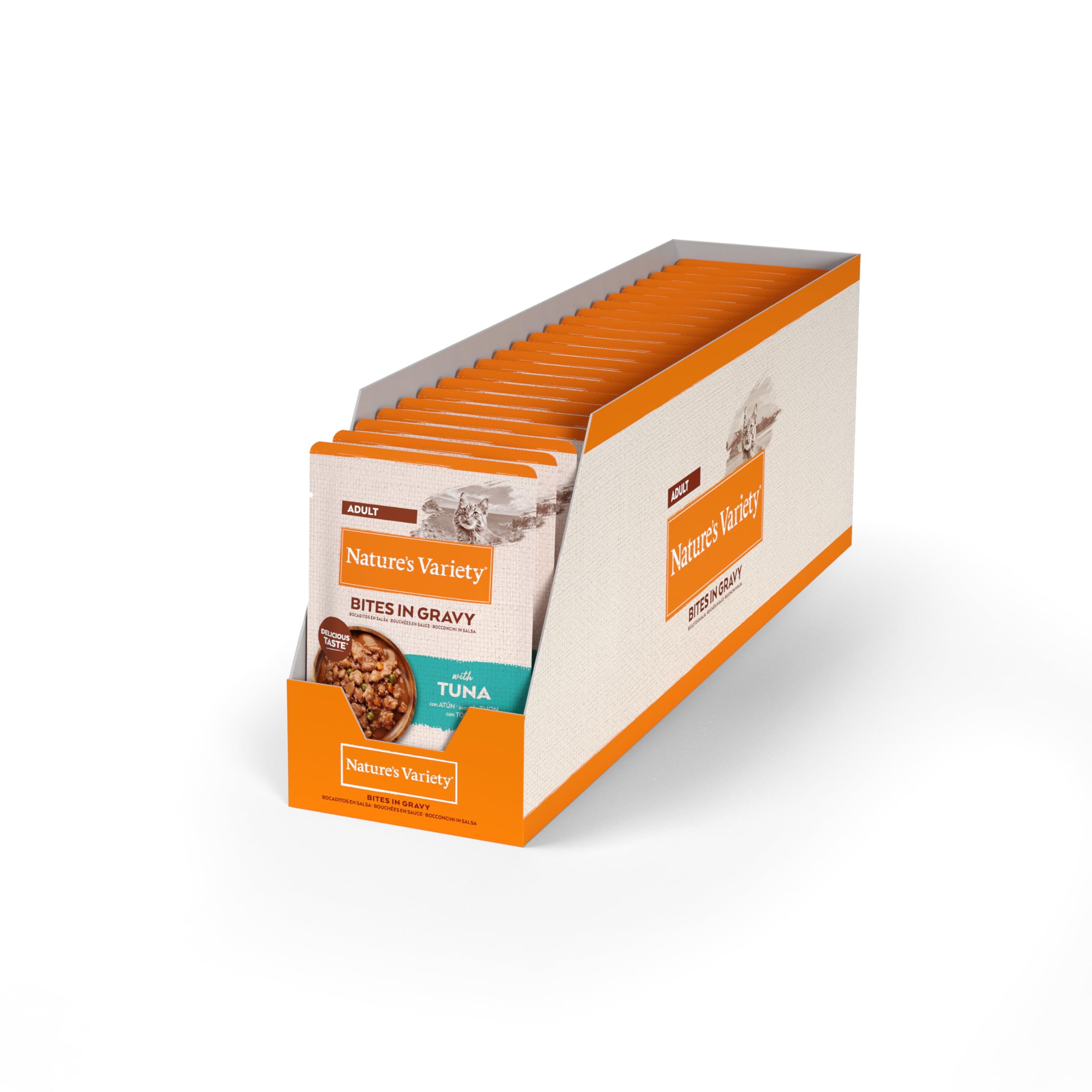 Nature's Variety Bites in Gravy Wet Food for Cats with Tuna: 22x pouches 85g — image 1