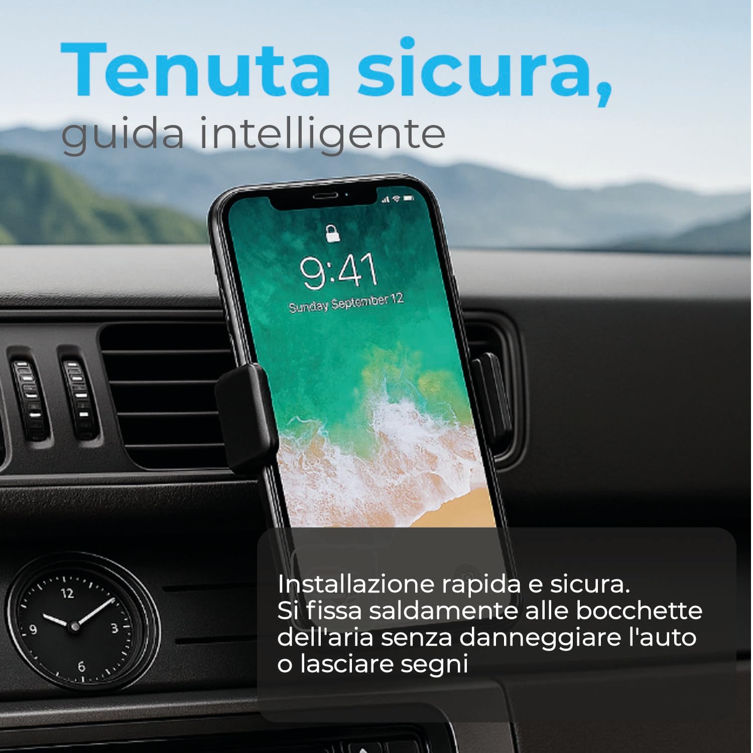 Supporto Auto Con Ricarica Wireless Per Ventilazione Rotonda - Compatibile Mercedes - Foto 7