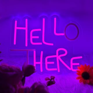Hello There Neon Signs for Wall Decor, Hell Here Neon Lights Signs for Room Decor, Led Light Up Sign with USB Powered for Bar, Hotel, Cafe, VIP Room, Home Decoration