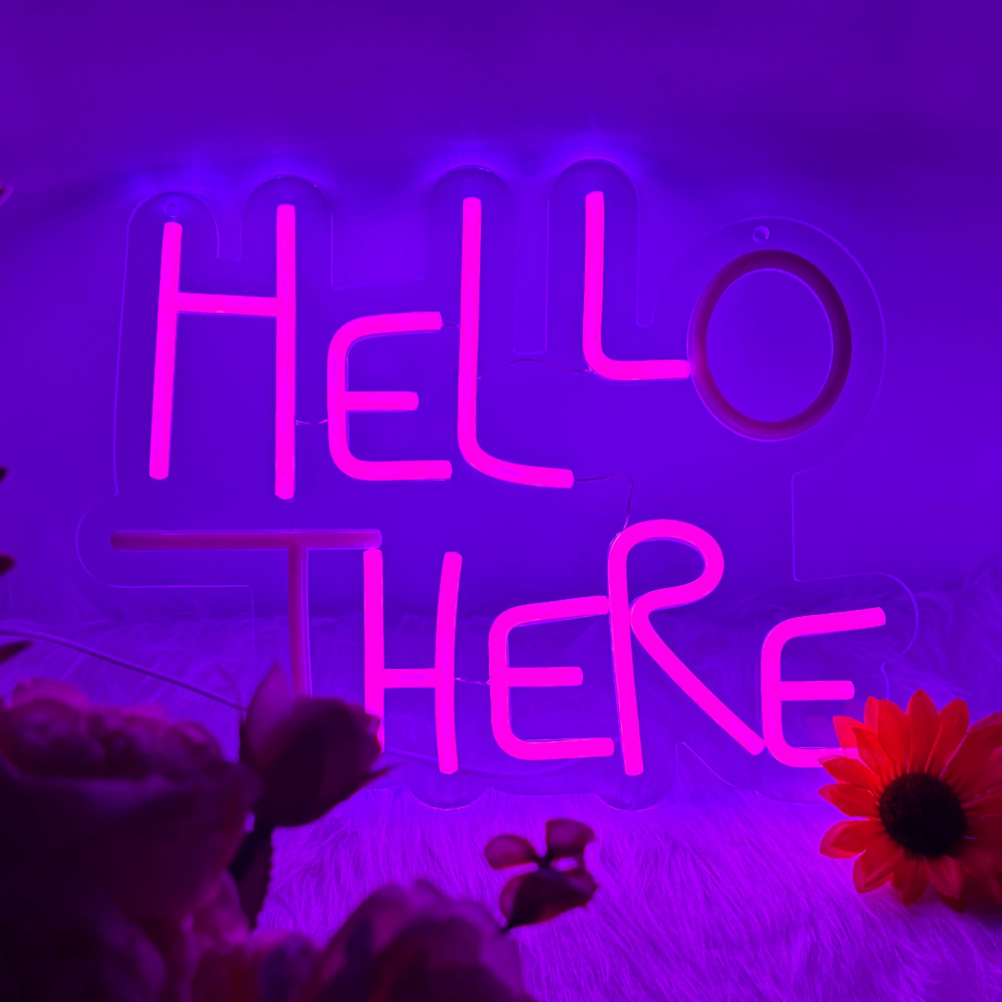 Hello There Neon Signs for Wall Decor, VIP Neon Lights Signs for Room Decor, Led Light Up Sign with USB Powered for Bar, Hotel, Cafe, VIP Room, Home Decoration — image 1